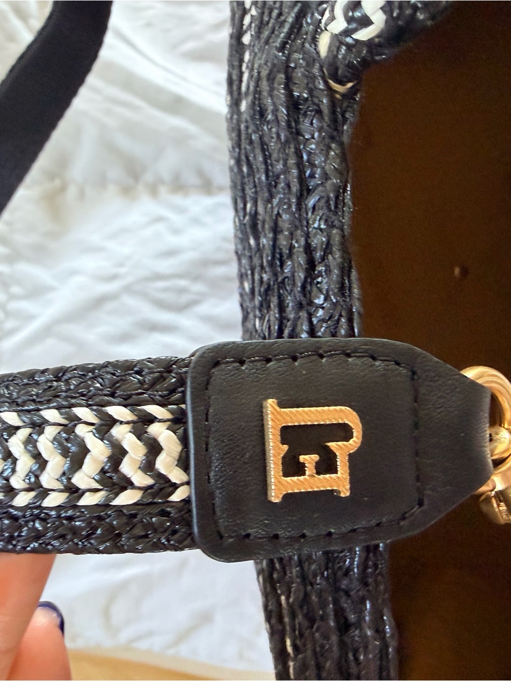 Eric Javits Black Gran Antoinette Straw Bag with Bow Detail - Picture 5 of 9